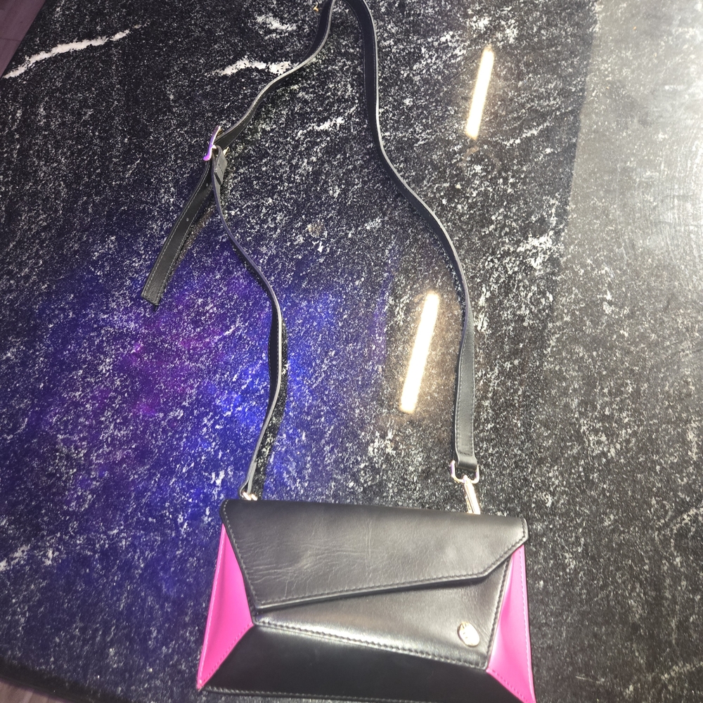 Modern Black and Pink Geometric Crossbody Bag